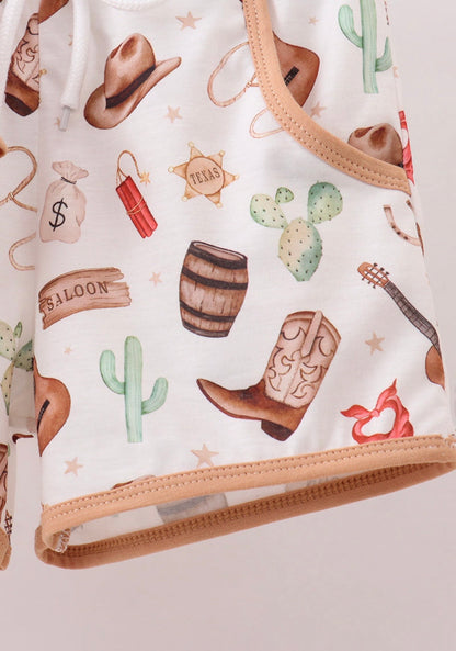 Western Embroidered Shorts Set