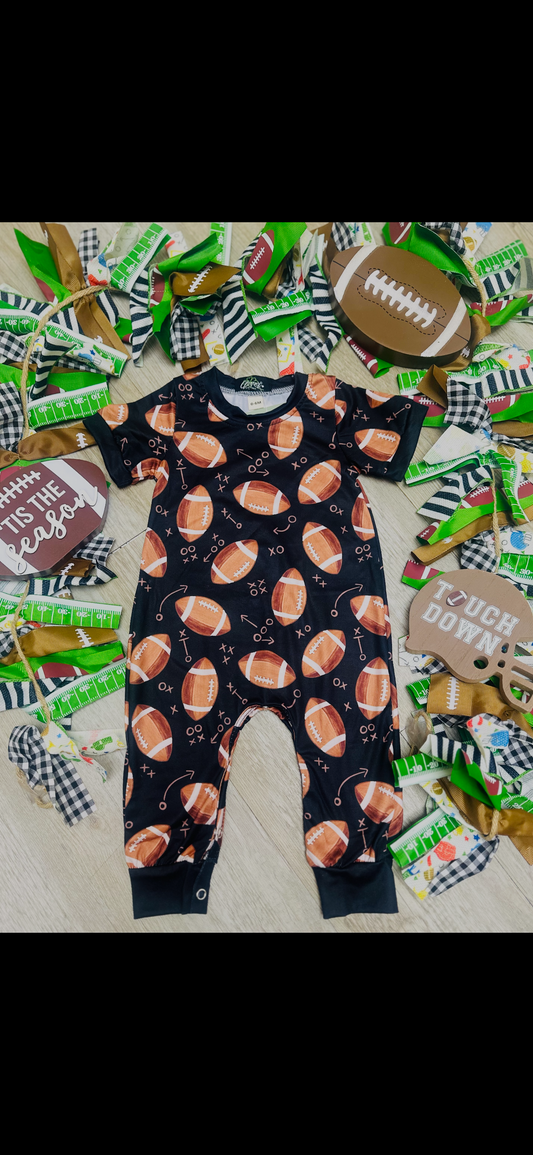 Black Football boy Romper