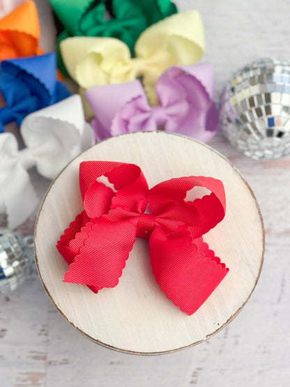 4.5" Classic Scalloped Hair Bow | Headband