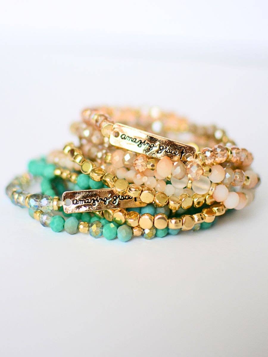 Amazing Grace beaded bracelet set jewelry Christian faith