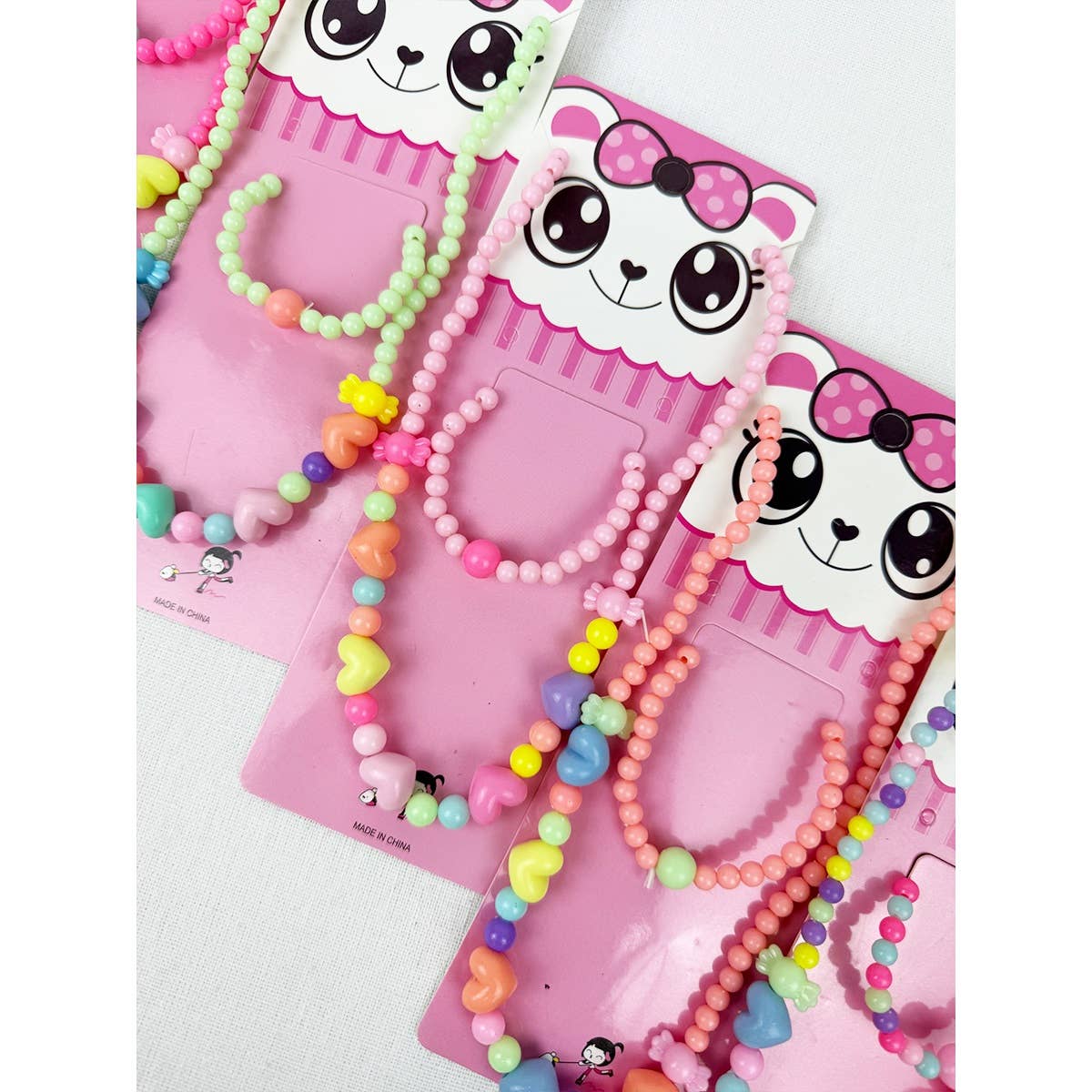 Girls Sweet Heart Necklace and Bracelet Set