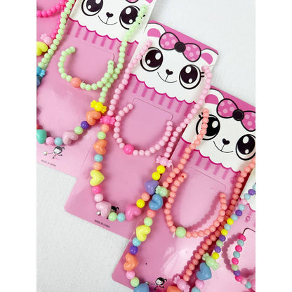 Girls Sweet Heart Necklace and Bracelet Set