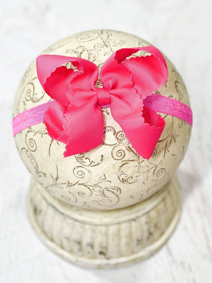 4.5" Classic Scalloped Hair Bow | Headband