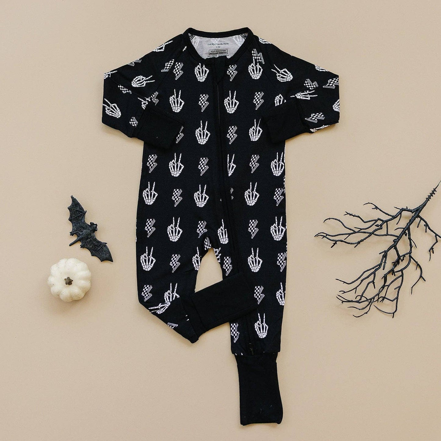 Halloween Bamboo Baby Zip Romper | Skelly Vibes