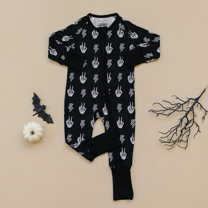 Halloween Bamboo Baby Zip Romper | Skelly Vibes