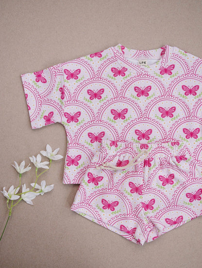 Pink Butterfly Short Set