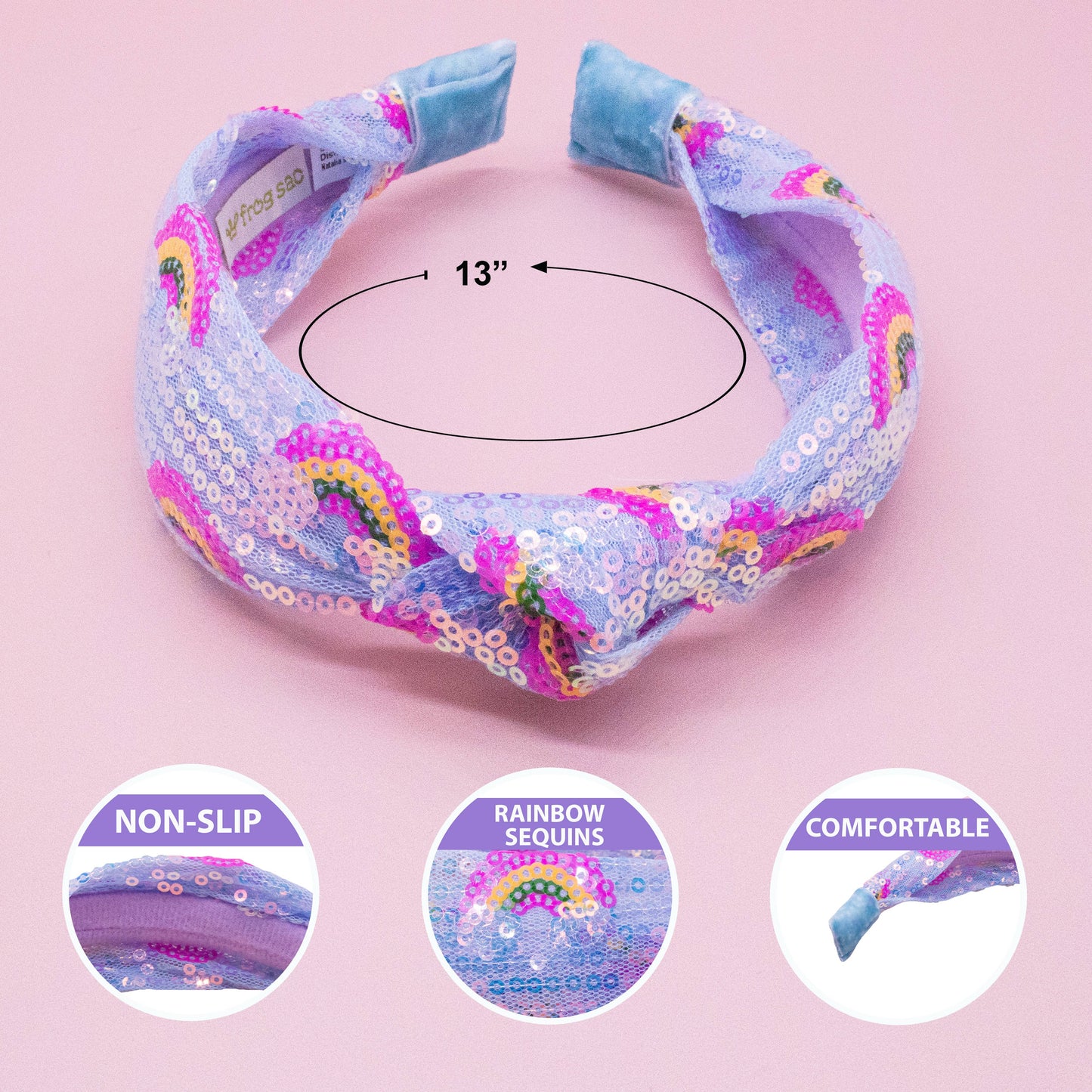 Kids Sequin Knot Headband - Rainbow