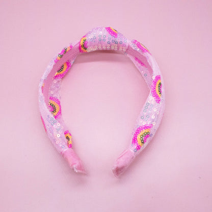Kids Sequin Knot Headband - Rainbow