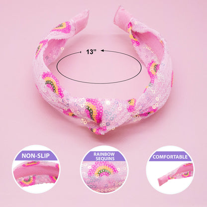 Kids Sequin Knot Headband - Rainbow