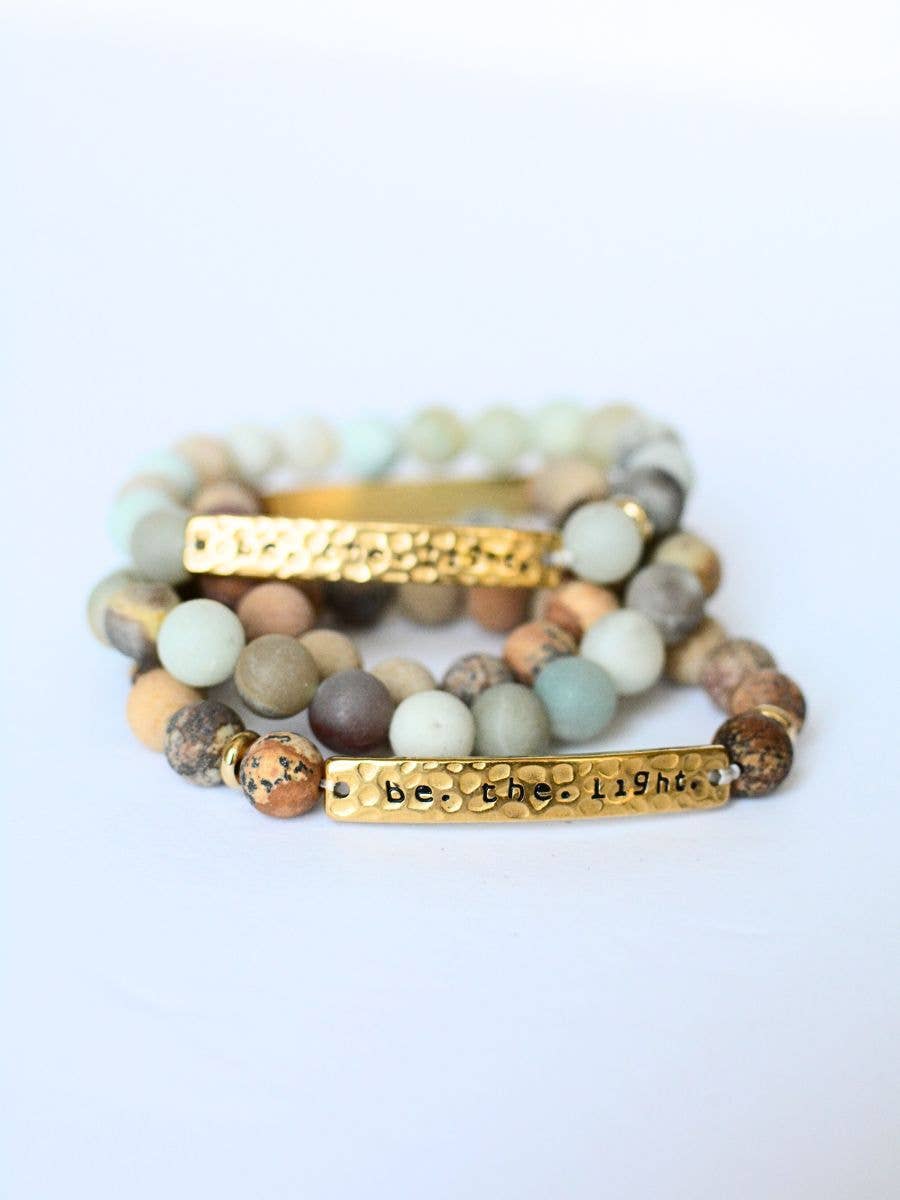 Be The Light Stone stretch bracelet Christian faith jewelry