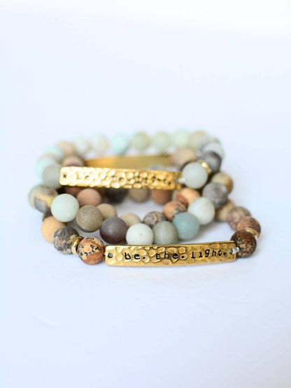 Be The Light Stone stretch bracelet Christian faith jewelry