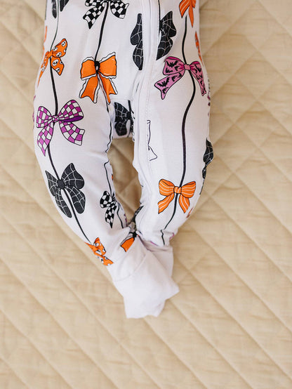 Halloween Bamboo Baby Zip Romper | Spooky Bows