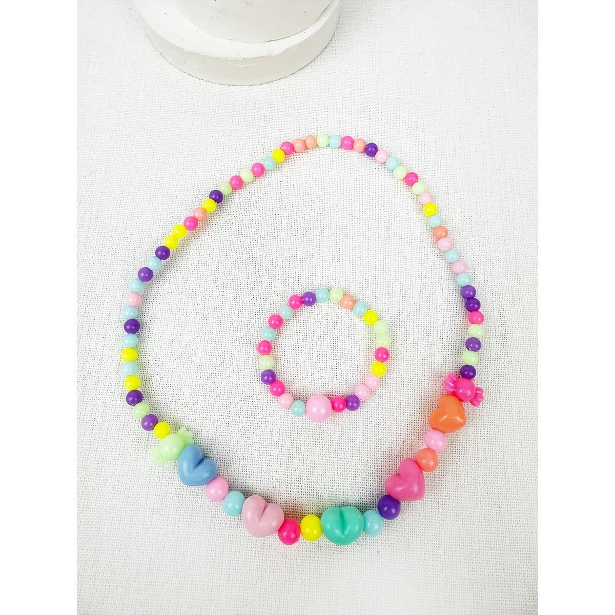 Girls Sweet Heart Necklace and Bracelet Set