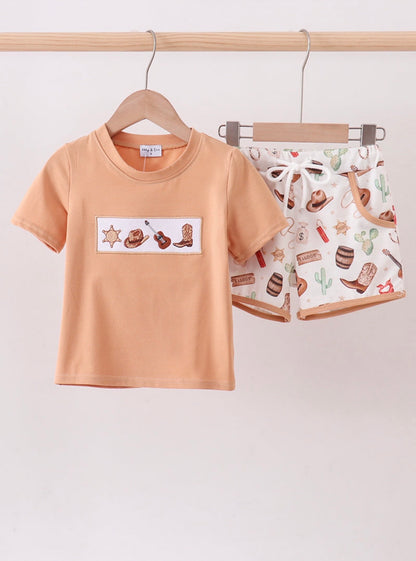 Western Embroidered Shorts Set