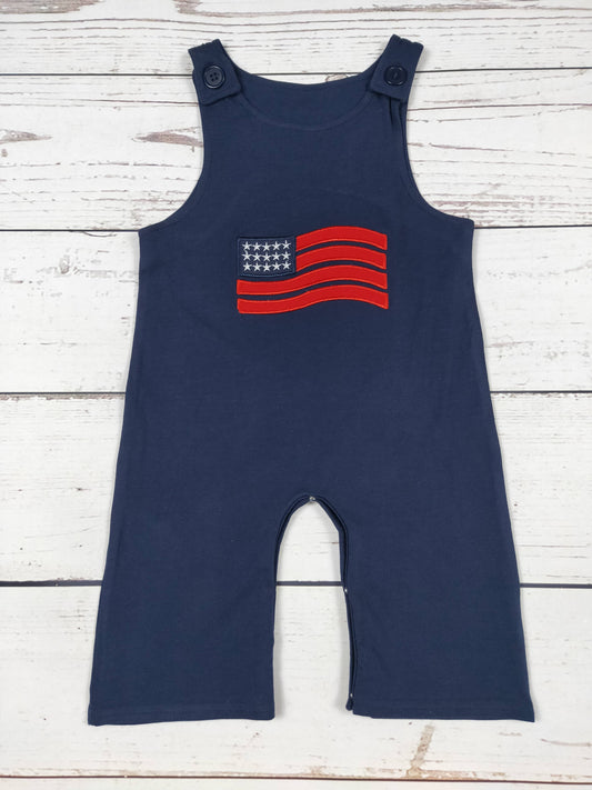 Baby Boy Flag Appliqué Patriotic Romper