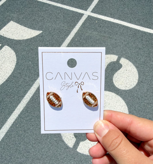 Football Stud Earrings in Shiny Gold