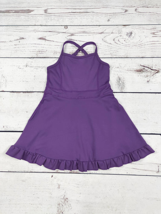 Purple Girls Athletic Dress with Ruffle