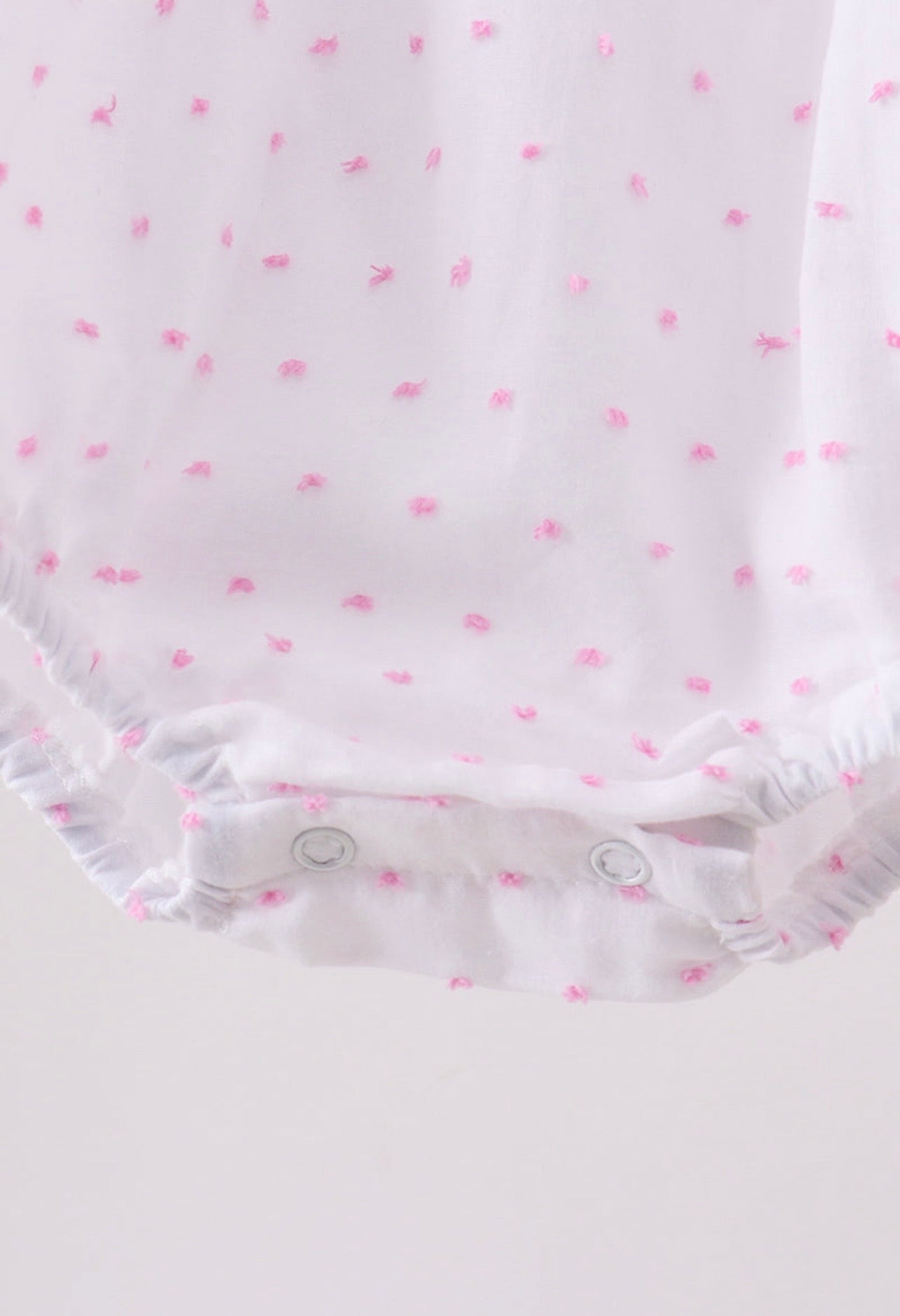 Pink Bow Smocked Swiss Dot Bubble