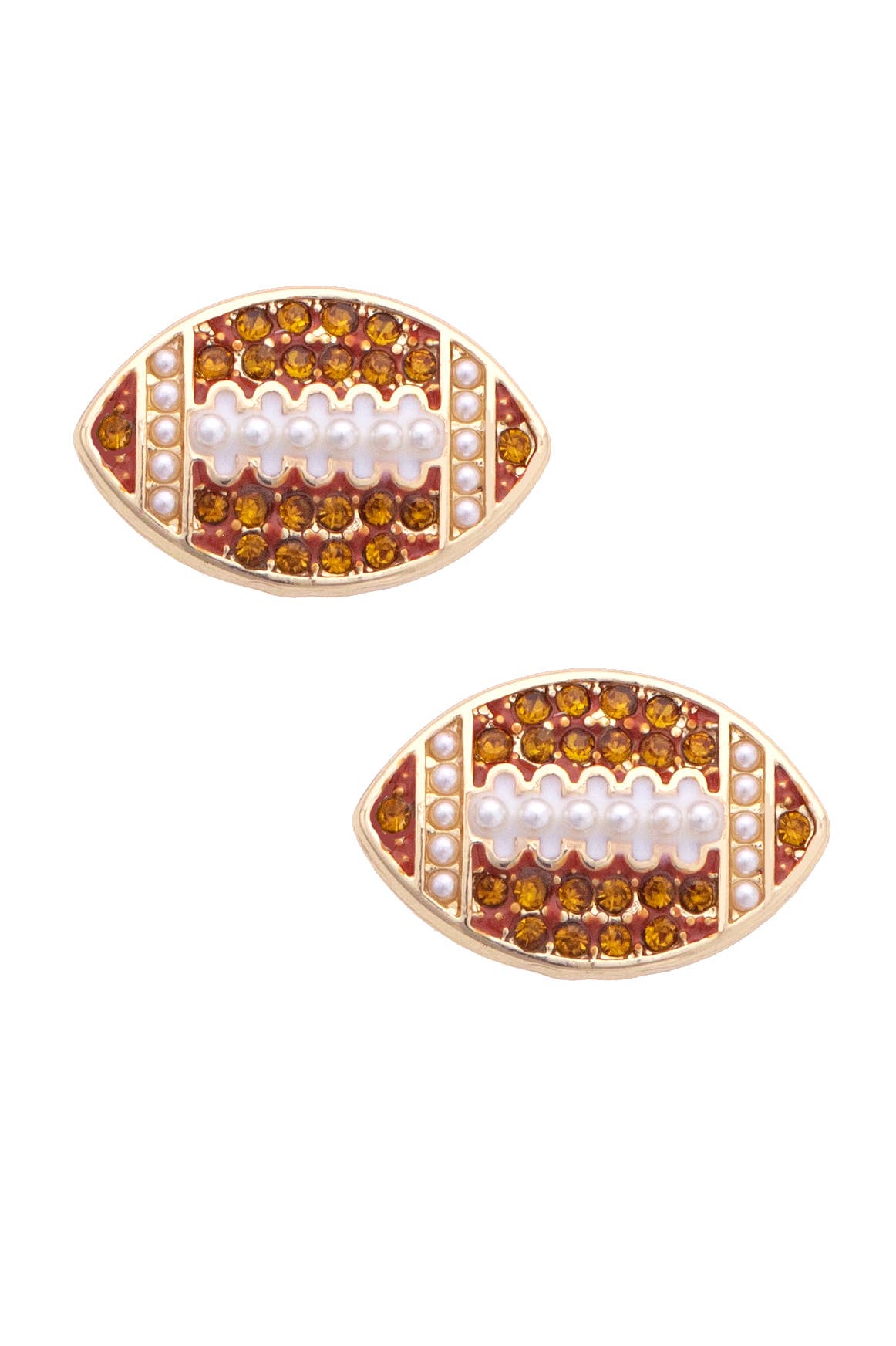 Football Stud Earrings in Shiny Gold