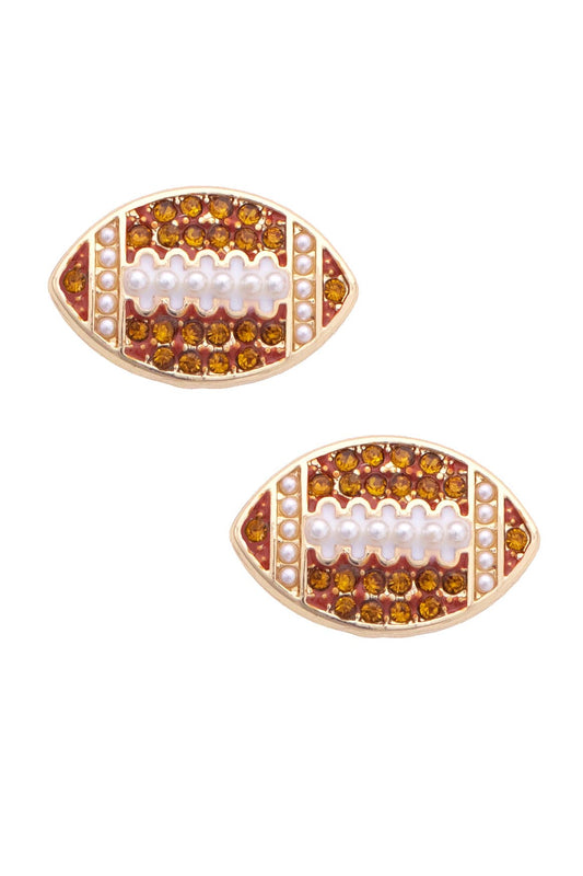 Football Stud Earrings in Shiny Gold