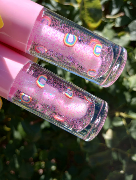 Pink Rainbow Glitter Lip Gloss