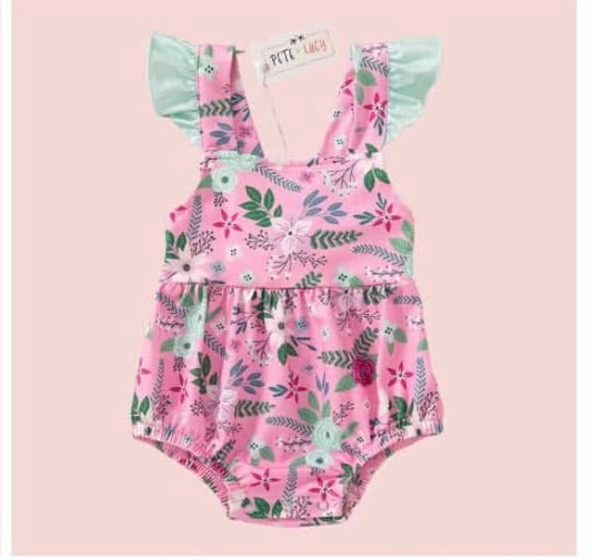 Raspberry Petals Romper
