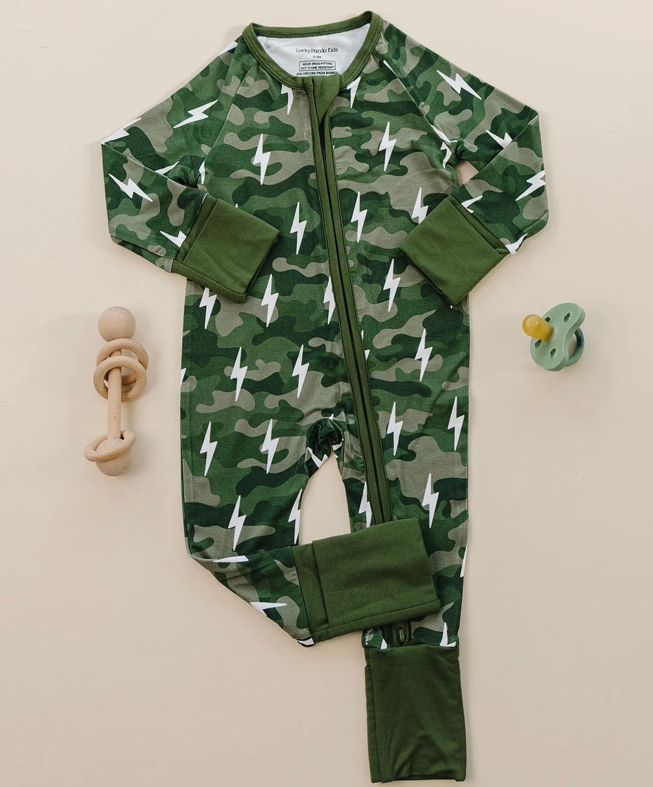 Camo Lightning Bamboo Onesie Pajamas