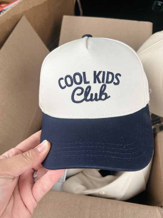Kids/Baby Two Tone Vintage Cap - Cool Kids Club (Navy/Beige)