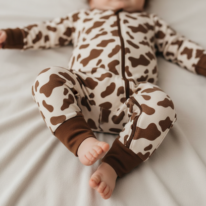 Bamboo Zip Romper | Brown Cow