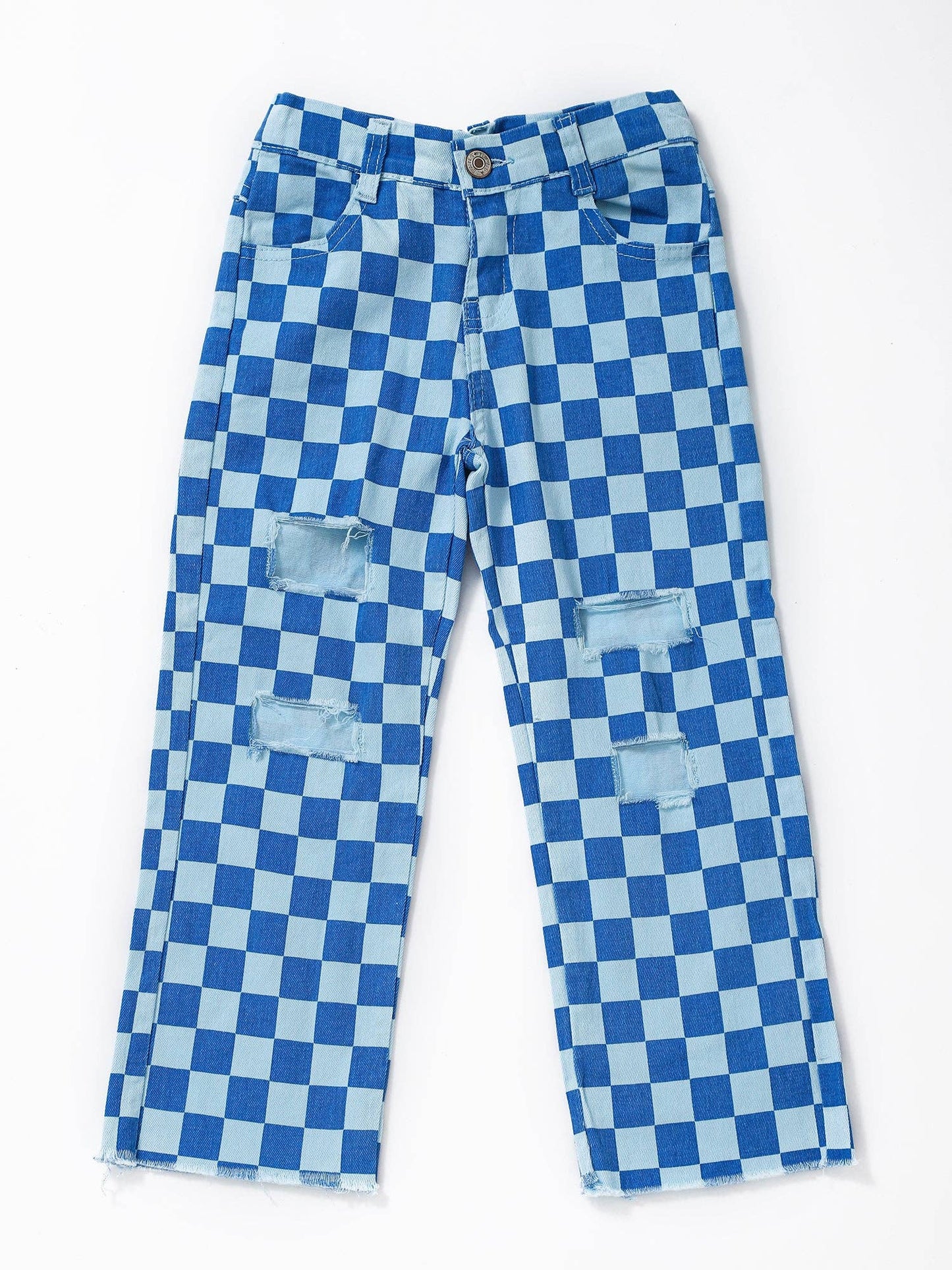 Blue Checkered Jeans