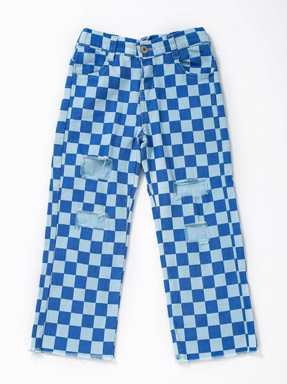 Blue Checkered Jeans