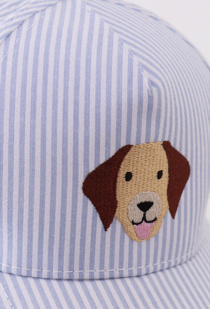 Puppy Embroidered Seersucker Cap