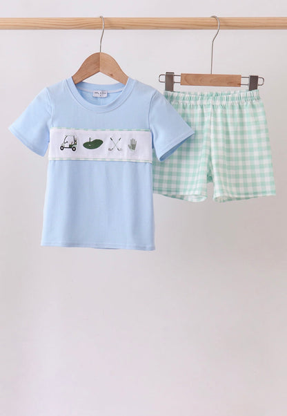 Green Golf Embroidered Ginham Set