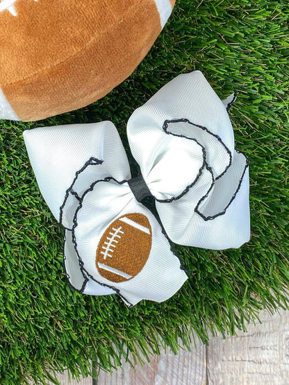 Football Embroidered Moonstitch Hair Bow | Clip or Headband