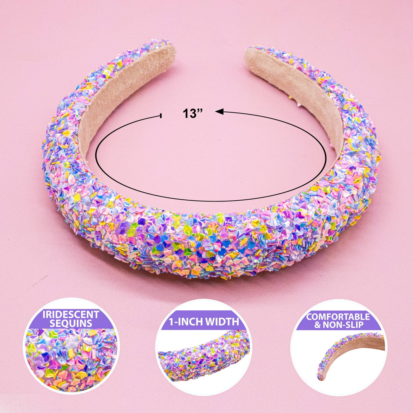 Kids Padded Headband - Chunky Sequin Hair Band