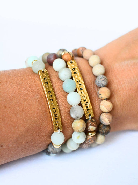 Be The Light Stone stretch bracelet Christian faith jewelry