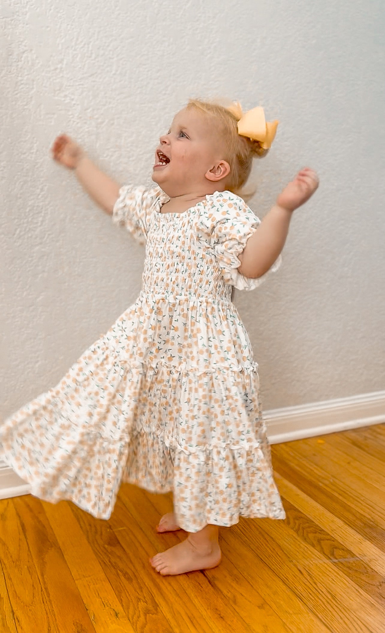 Marvelous marigolds smocked ruffle dress