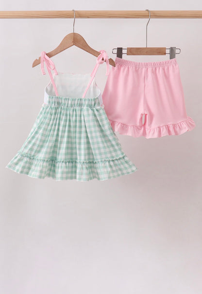 Green Golf Embroidered Ruffle Set