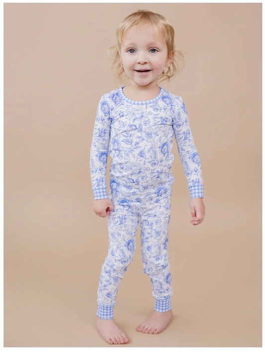 Blue Flowers bamboo pj’s