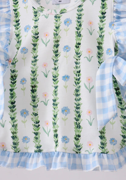 Green Floral Ruffle Bloomer Set