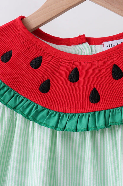 Green watermelon seersucker short set