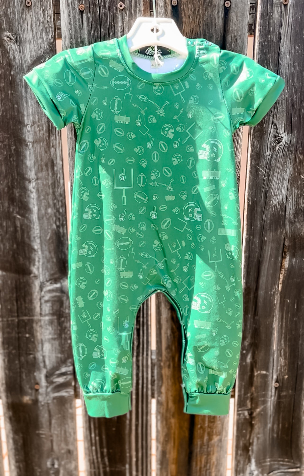 Football Field Goal Romper-Green