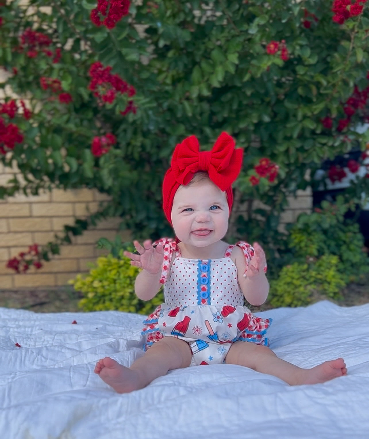 Red, White & Blue Gingham Popsicle Ruffle Bubble