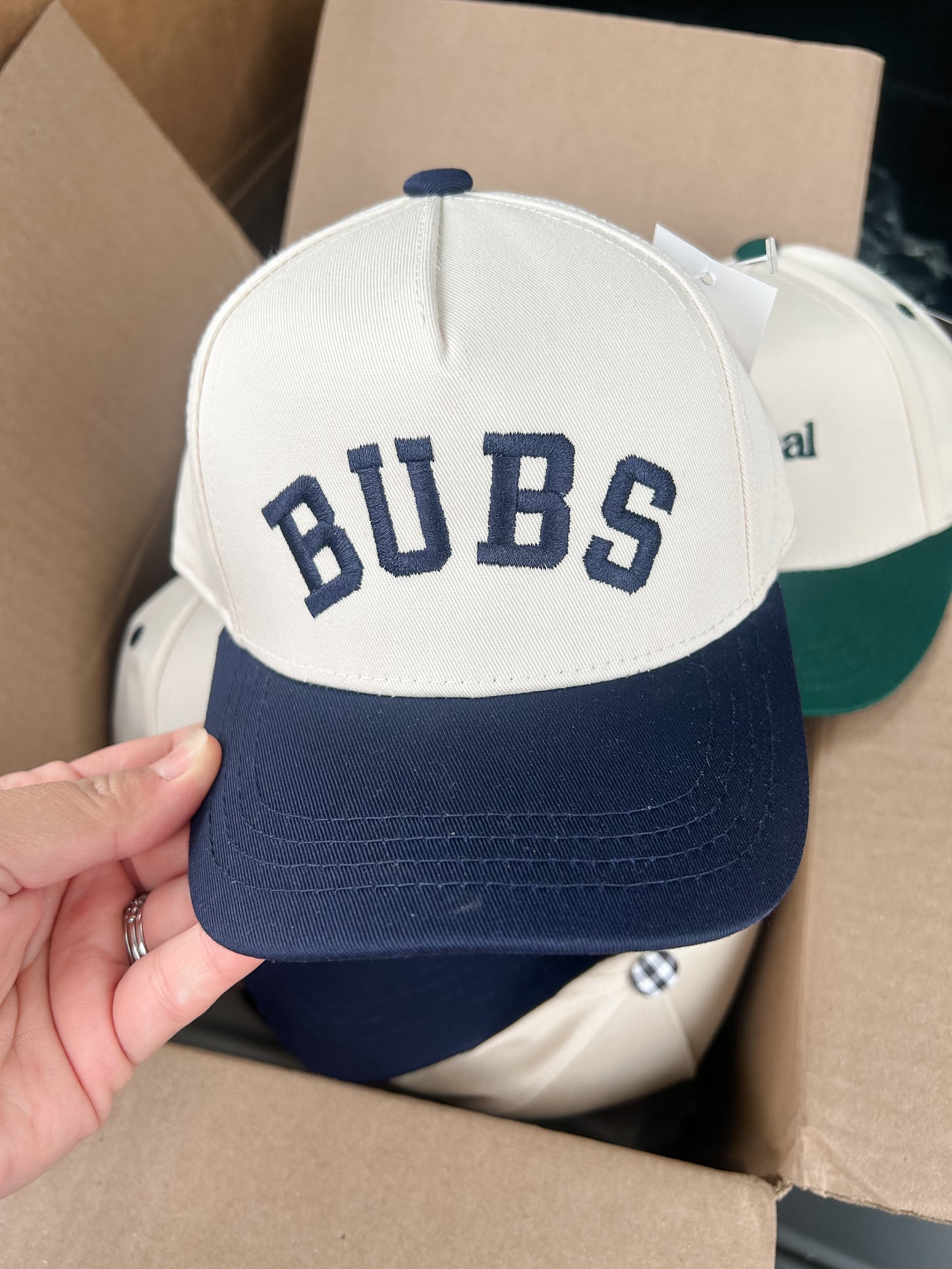 Kids/Baby Two Tone Vintage Cap - Bubs (Navy/Beige)