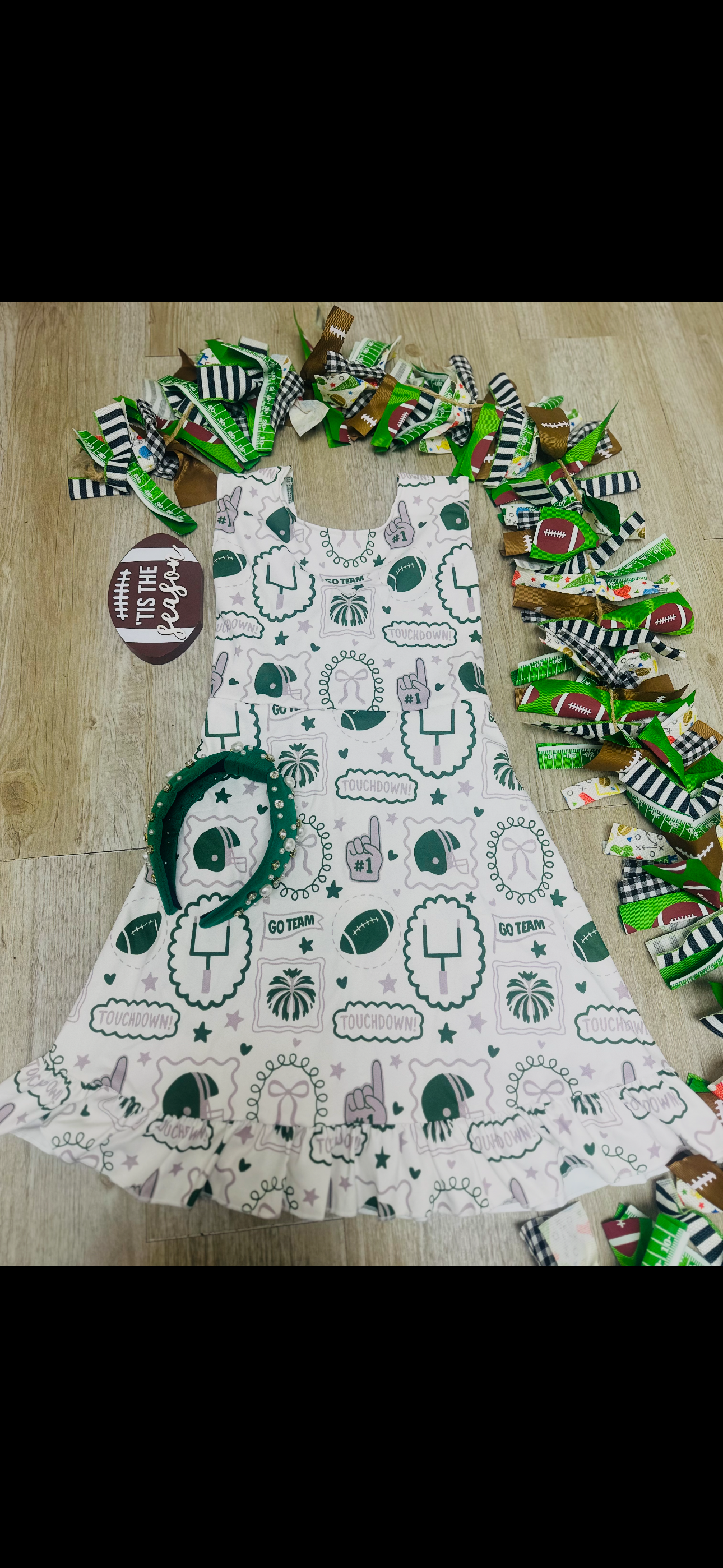 Green go team girls athletic dress