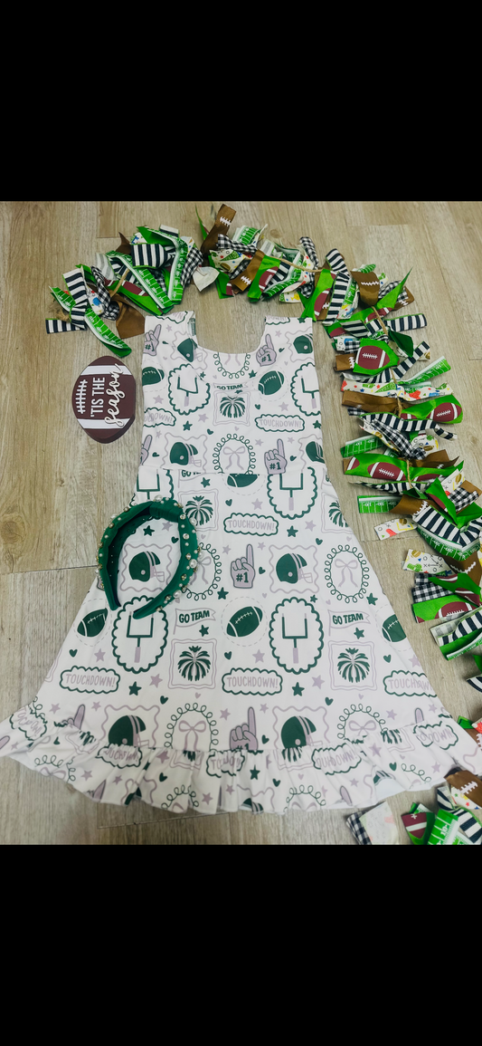 Green go team girls athletic dress