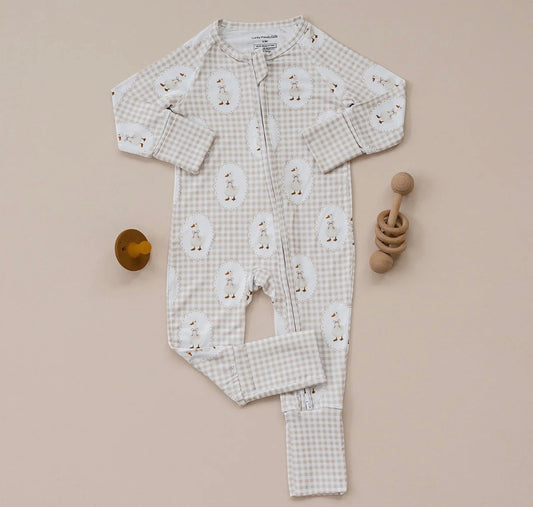 Gingham Goose Onesie Bamboo Pajamas
