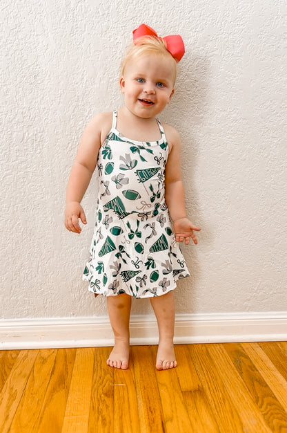 Go Team-Green Girls Athletic Dress Football