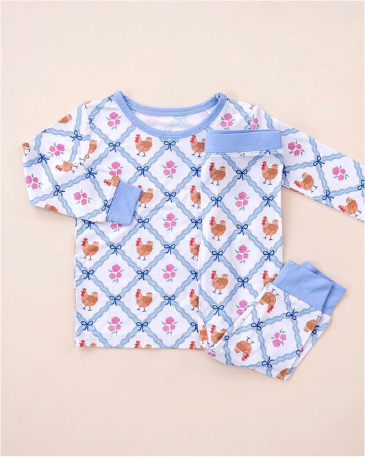 Chicken and Flower bamboo 2 Piece Pj’s