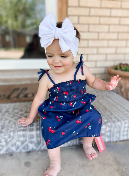 Baby Girl 100% Cotton Allover Cherry Shirred Strappy Dress